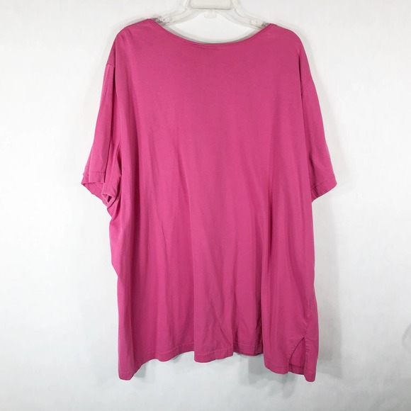 All American Comfort Plus Size 4X Top Pink Short Sleeve Scoop‎ Neck Cotton 1465 - Picture 3 of 5